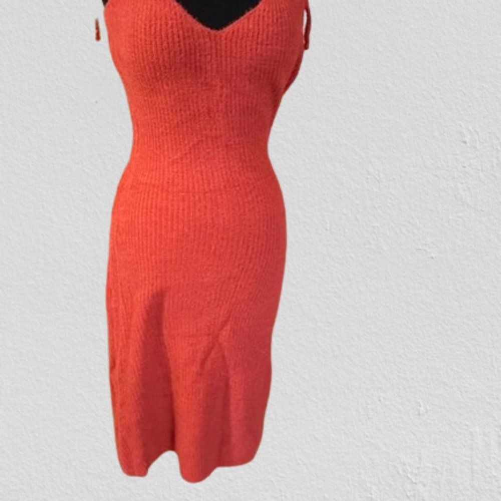 La Miel  Red Midi Shoulder Tie Sweater Dress  4352  Large  NWT Boutique
